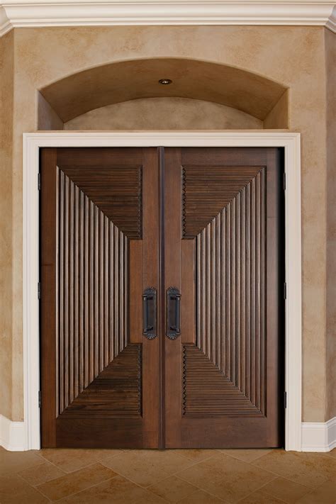 Interior Door Custom Double Solid Wood With Walnut Finish Classic Model Gdi 580 Dd