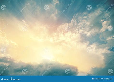 Heavenly View Of Sun Beams Lighting Turquoise Blue Sky Stock Image