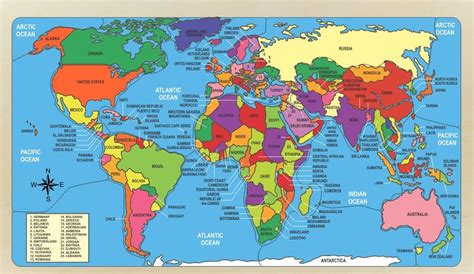World Map Puzzle Naming The Countries And Their Geographical Etsy In