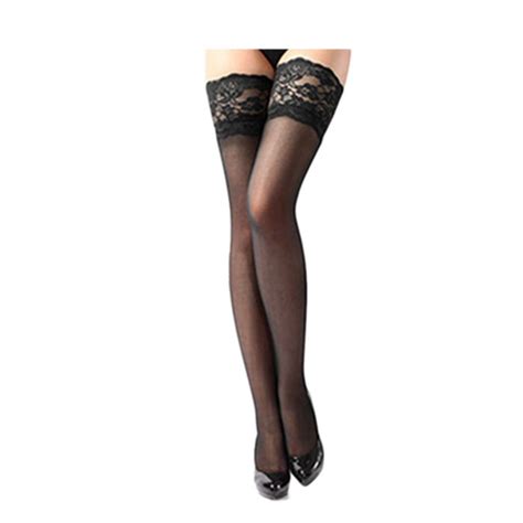 1pair Sexy Stocking Female Sheer Lace Top Nets Nightclubs Black White Red Stockings Thigh High