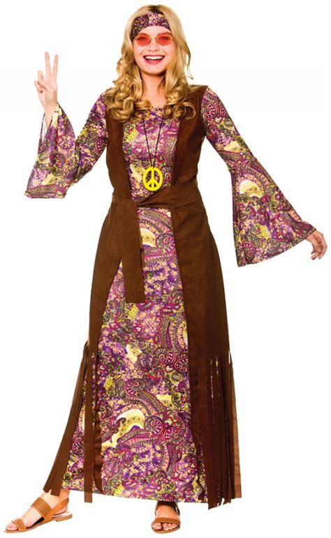 Summer Love Hippie Ladies Fancy Dress Long Hippy 60s 70s Adults Womens Costume Ebay