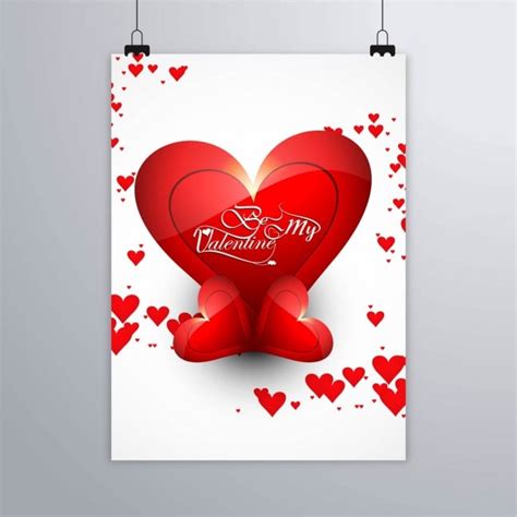 Poster com corações vermelhos namorados feliz Vetor Grátis