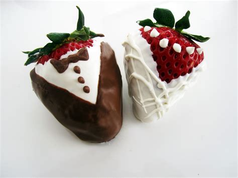 Chocolate Covered Bride And Groom Strawberries Wedding Canapes