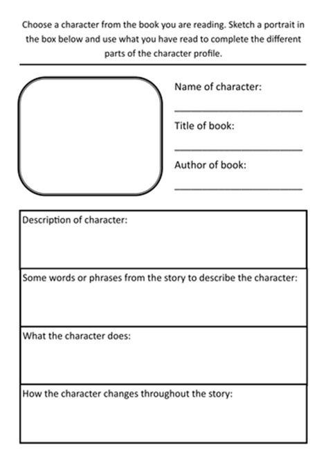 Year 3 Literacy Hw Character Profile Template Teaching Resources