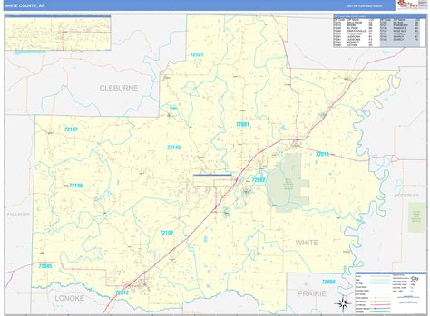 White County Ar Zip Code Wall Map Basic Style By Marketmaps Mapsales
