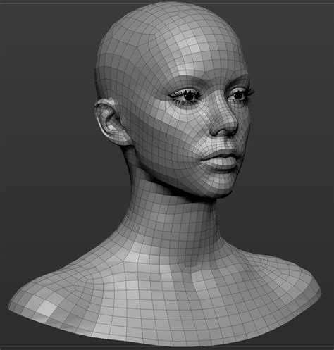joan girl head basemesh zbrush4r7p3 3d 애니메이션 와이어 프레임 3d 모델링