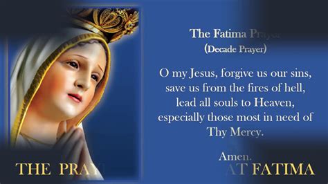 Our Lady Of Fatima Prayers Youtube