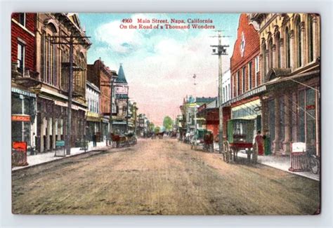 Postcard California Napa Ca Main Street Autos Cars 1913 Posted Divided