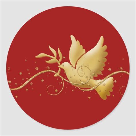 Gold Christmas Dove Of Peace Christian Event Stick Classic Round