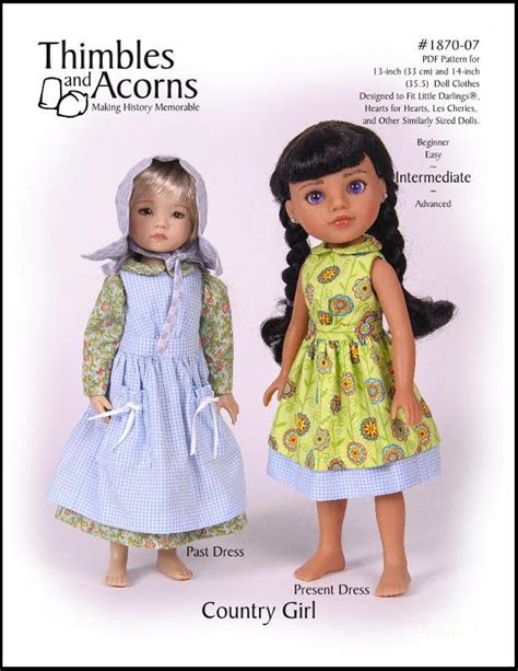 Thimbles And Acorns Country Girl Doll Clothes Pattern 13 14 Inch Dolls
