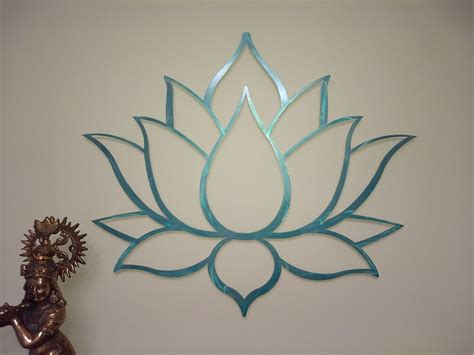 Xl Lotus Flower Metal Wall Art Sculpture By Arte And Metal Color Teal