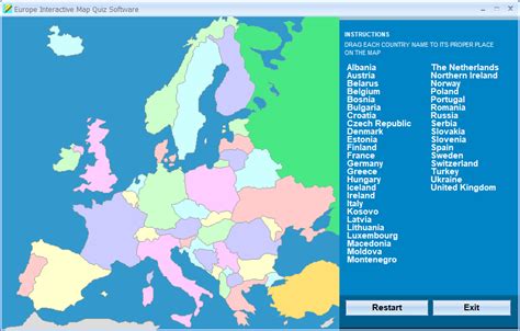 Europe Interactive Map Quiz Software Drag And Drop The Country Names