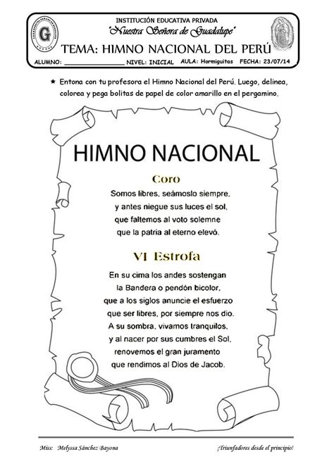 Tema El Himno Nacional Himno Nacional Actividades De Rimas Hacer