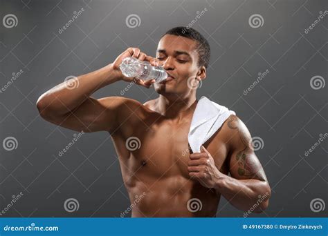 Young Africana Sportsman Drinking Water After Stock Photo Image Of