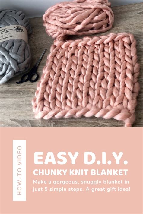 Easy Diy Chunky Knit Blanket Tutorial How To Video Chunky Knit Blanket Diy Knitted Blankets