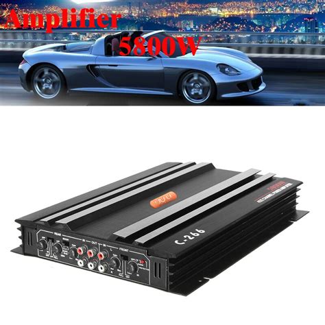 Black Car Amplifiers 12v 5800w 4 Channels Class Ab Mosfet Amp 4 Ohm