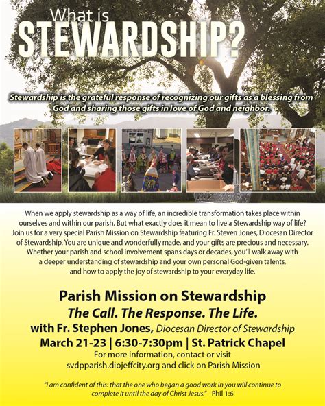 Parish Mission On Stewardship Sedalia Diocese Of Jefferson City