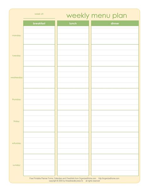 Weekly Meal Planning Templates Templatelab