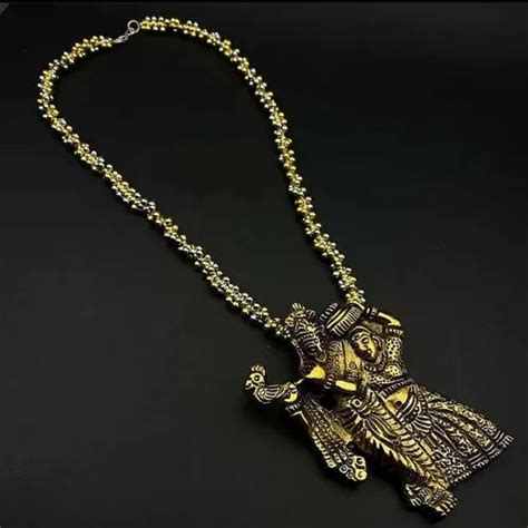 Golden German Silver Krishna Radha Necklace Festivals Jewellery Type