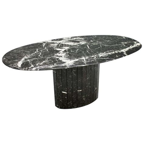 Black Oval Marble Dining Table Italy 1970s At 1stdibs Black Marble