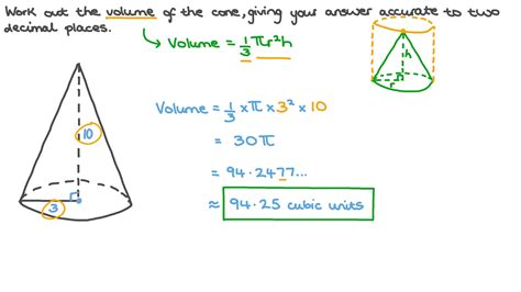 Question Video Finding The Volume Of A Cone Nagwa