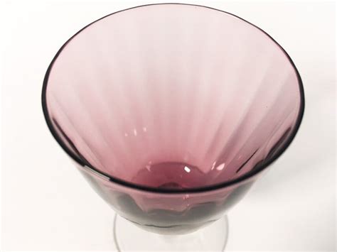 4 Vintage Purple Cordial Glasses Aurora Amethyst By Frye W Clear Stems Optic Swirl Wine