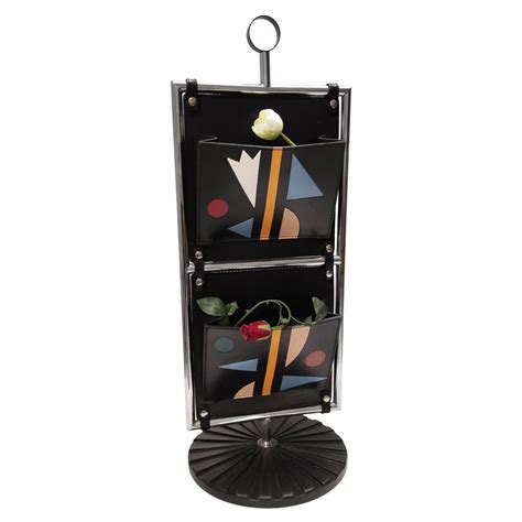 French Leather And Chrome Magazine Rack At 1stdibs