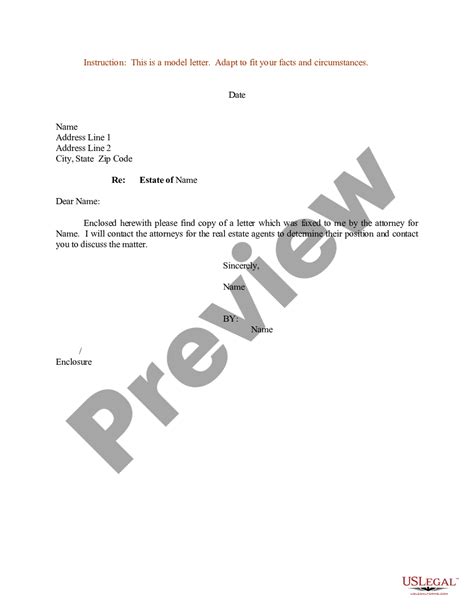 Sample Letter For Estate Correspondence From Attorney Estate