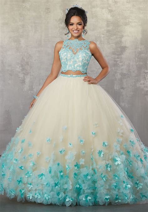 Two Piece Gown With Beaded Lace On Net Top And Ballgown Skirt Morilee