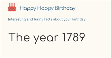 The Year 1789 Calendar History And Birthdays