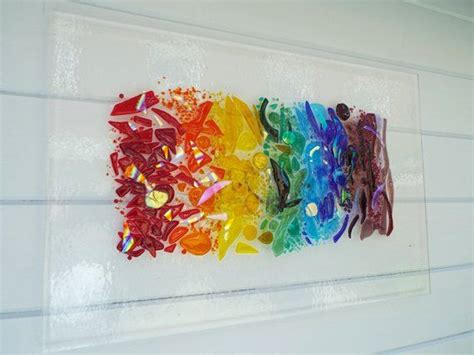 rainbow fused glass art wall panel just like a forming etsy glass wall art panels fused