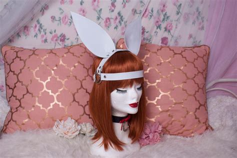 Bunny Rabbit Ears Faux Leather Fetish Headpiece Head Harness Etsy Uk