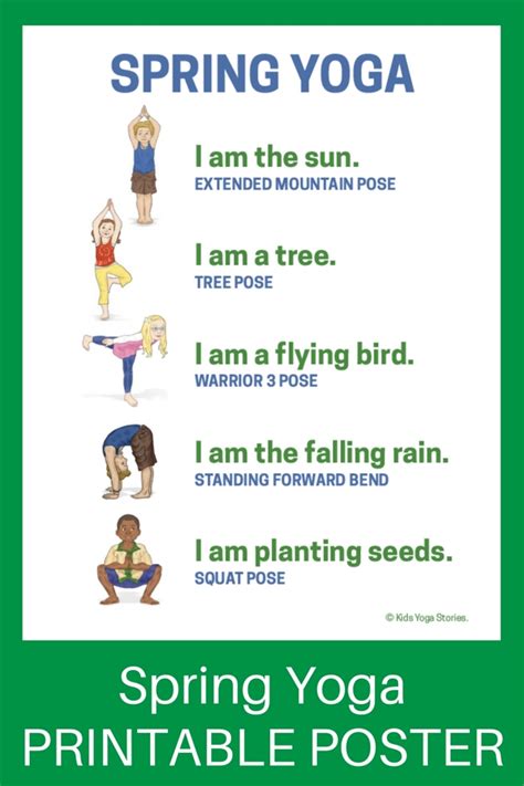 Yoga For Spring Printable Poster Kids Yoga Stories Yoga And