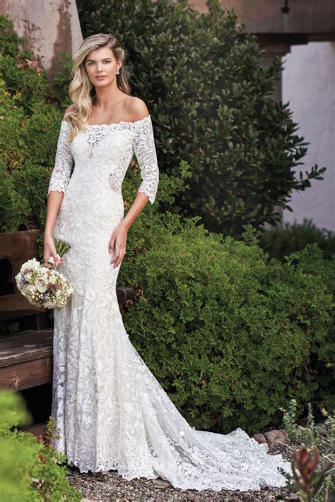 F211055 Romantic Embroidered Lace Wedding Dress Off The Shoulder
