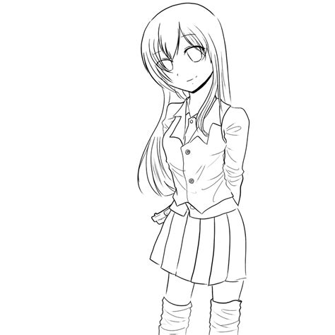 Anime Girl Lineart By Kuroro9070 On Deviantart
