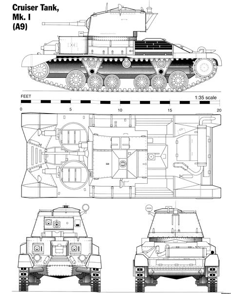 Cruiser Tank A9 Blueprint Download Free Blueprint For 3d Modeling