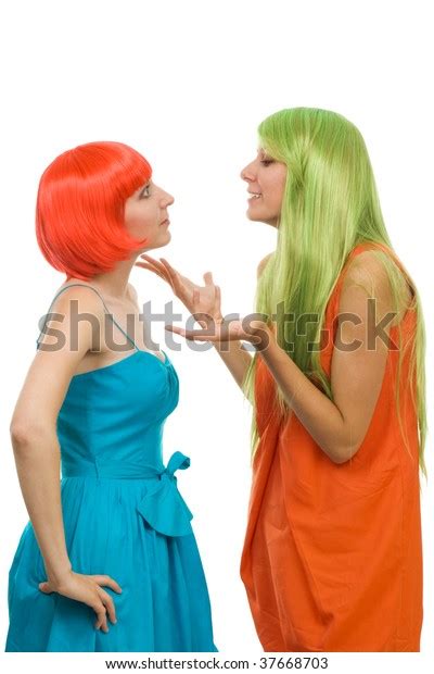 Two Women Explain Something Emotion Gesture Stock Photo 37668703