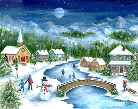 Winter Village Painting By Marilyn Dunlap Pixels