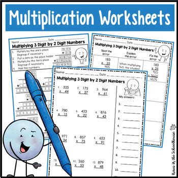 Multiplying 3 digit by 2 digit with and without regrouping worksheets