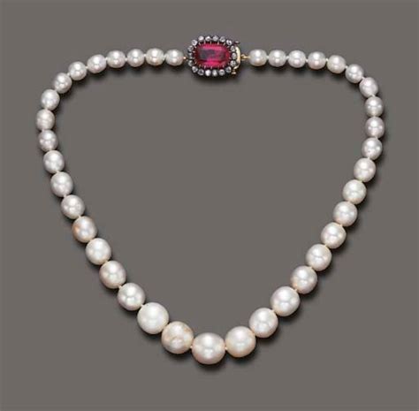 A Single Strand Natural Pearl And Ruby Necklace Christies