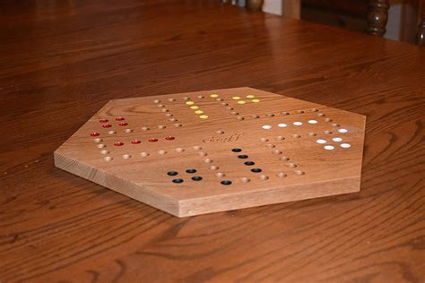 Solid Oak Double Sided Marble Board Game With Hand Painted Etsy