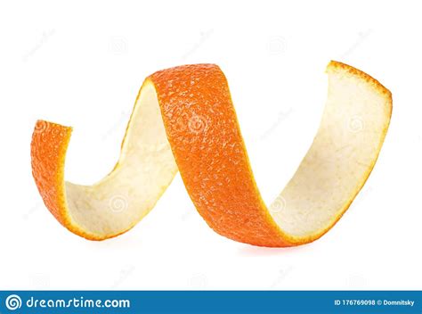 Fresh Orange Peel On White Background Orange Skin In Spiral Form Stock