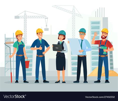 Construction Team Engineering And Constructions Vector Image