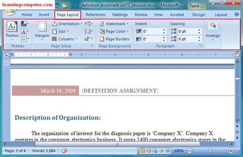 Microsoft Word 2007 Page Layout Tab Softknowledges Blog