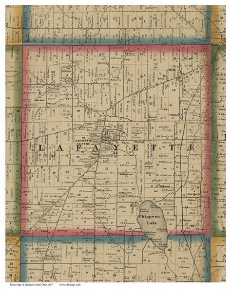 Lafayette Ohio 1857 Old Town Map Custom Print Medina Co Old Maps