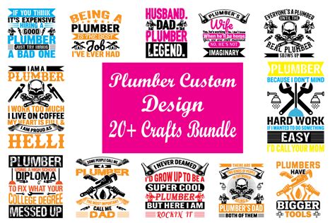 Plumber Custom T Shirt Design Bundle Bundle · Creative Fabrica
