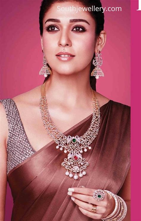 Nayanthara In A Diamond Haram Paired With Diamond Jhumkas Bangles And