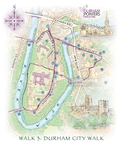 Durham Walking Map 3 Illustration By Juliet Percival