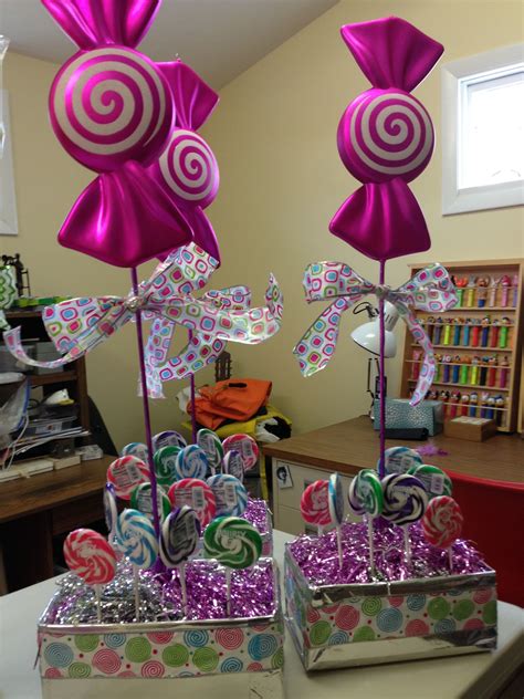 candy box centerpieces with giant pink candy candy theme birthday party candy land theme