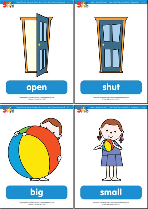 Recommendation Opposite Chart For Kindergarten Full Size Printable